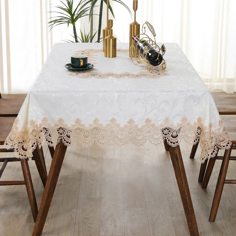 Bluejw White Jacquard Tablecloth High Quality Embroidery Table Clothes Luxury - Image 3